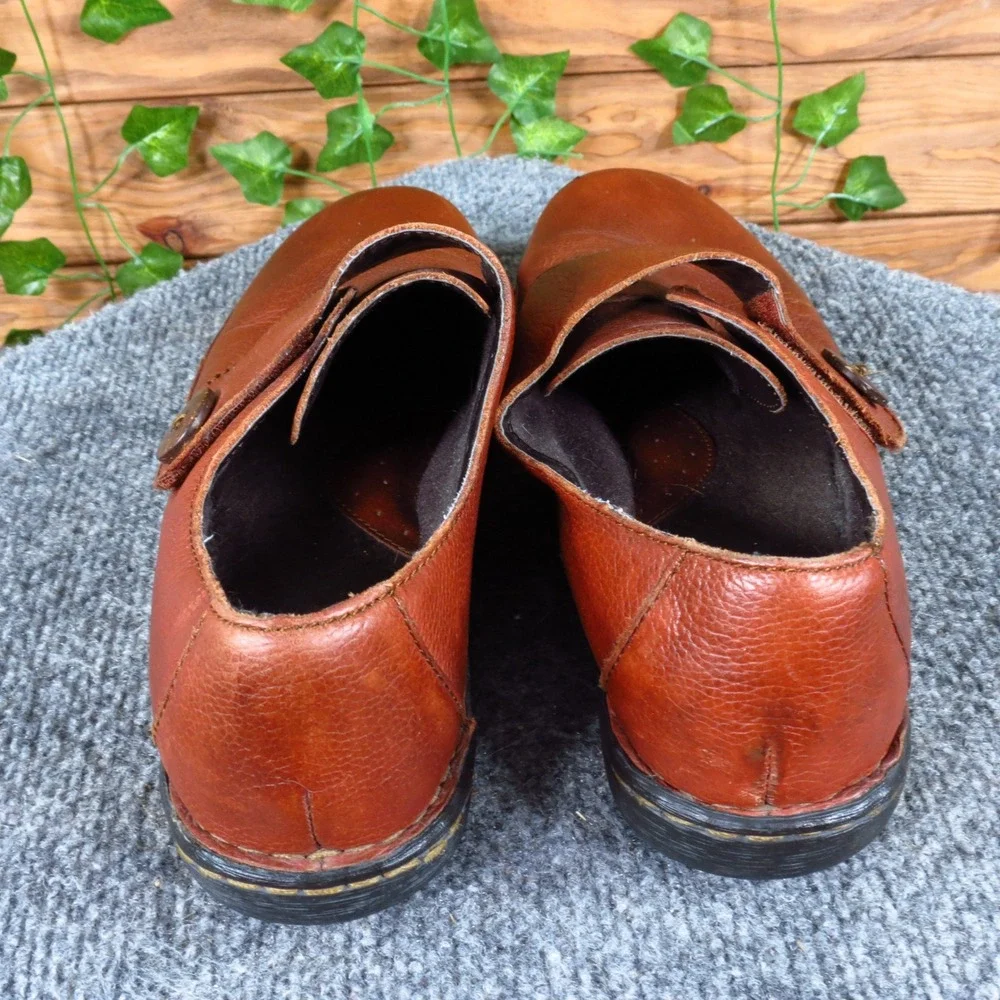 B.O.C. C40041 Womens Leather Hook-and-Loop Loafers Size 9.5 Casual Brown Shoes